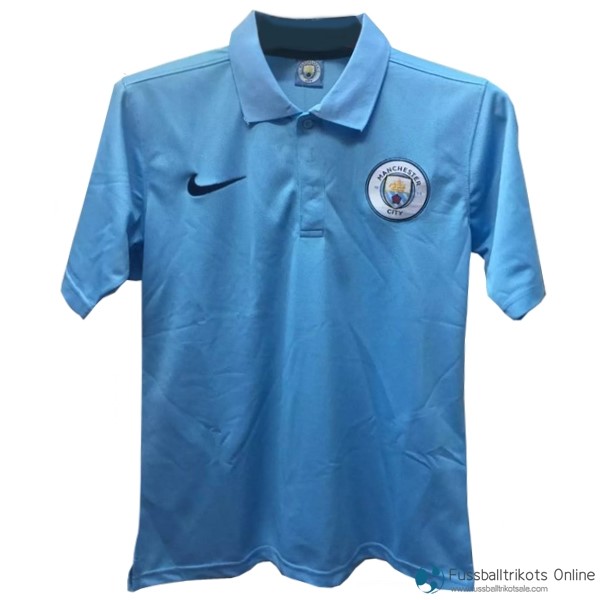 Manchester City Polo 2017-18 Blau Fussballtrikots Günstig